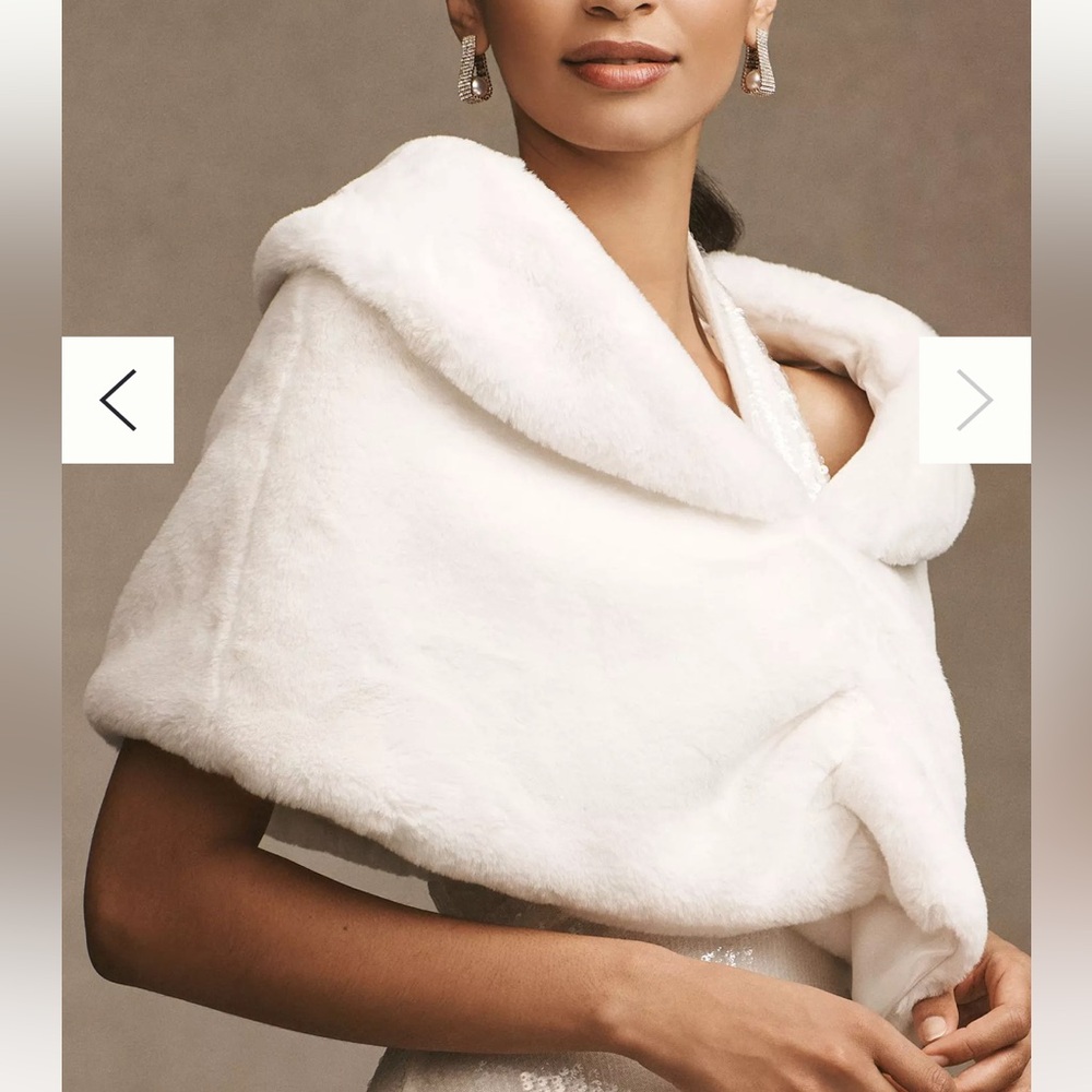 BHLDN Maxime Satin-Lined Faux Fur Wrap